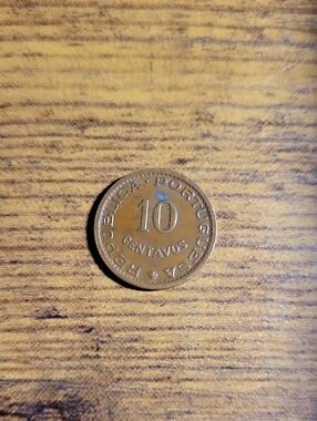 Vintage 1960 Portugusa 10 Centavos Coin- Bronze Tones